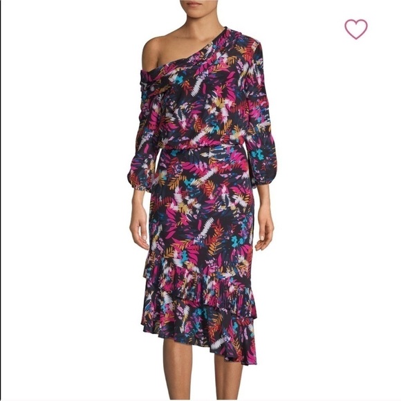 Saloni Lexie Off Shoulder Dress u der knee Floral Dress size 6 - Picture 1 of 13